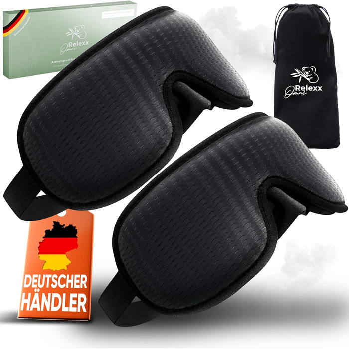 Маска для сну жіноча - дихаюча, зручна, з ефектом пам'яті, блокує світло, для подорожей, 3D-поглиблення для очей, Memory Foam (Чорний/Чорний)