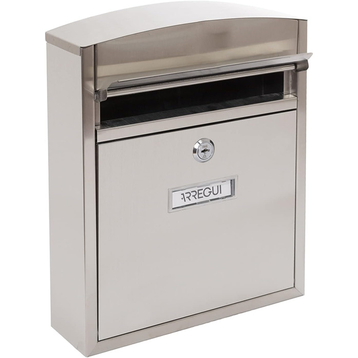 Поштовий ящик ARREGUI Compact E5731 сталевий оцинкований, білий (нержавіюча сталь), розмір S (DIN A5), настінний, водонепроникний, з табличкою для імені, 2 ключі, легкий монтаж