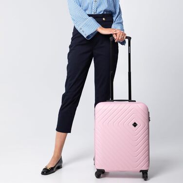 Набір валіз WITTCHEN Cube Line (S+M+L) з ABS, геометричним тисненням, 4 колесами, телескопічною ручкою та комбінаційним замком. Рожевий колір, 3 шт.