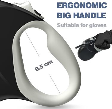 Рулетка для собак Fida 8м, чорна, до 50кг, 2025