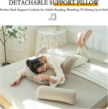 Підголовник для ліжка: великий м'який крісло-мішок з підлокітниками та знімною подушкою для шиї, 75x40x58 см