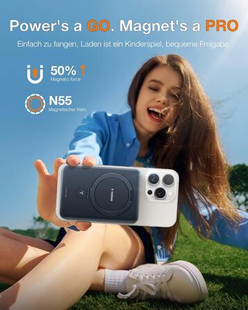 Портативний зарядний акумулятор TORRAS 5000mAh з MagSafe, USB-C, 22.5W PD, для iPhone 17 Pro Max та інших моделей, чорний