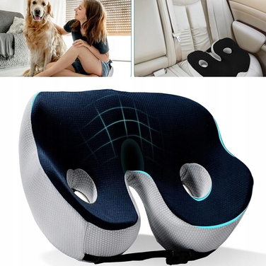 Подушка для сидіння з ефектом пам'яті (memory foam), 48x39x14 см, чорна
