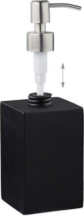 Дозатор для мила Relaxdays 300 мл, наповнюваний, для ванної/кухні, білий (чорний), полірезин, нержавіюча сталь