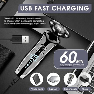 Електричний набір для гоління Anluomania 4-в-1: гоління, стрижка бороди, триммінг, видалення волосся з носа. LED дисплей, акумулятор, для подорожей