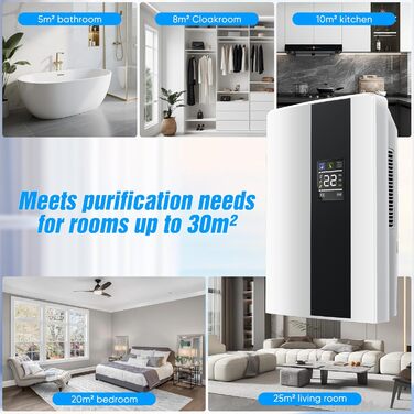 Електричний осушувач повітря 2-в-1 з очищувачем, тихий для дому, LED-дисплей, інтелектуальне керування вологістю, таймер 24 год, пульт ДУ