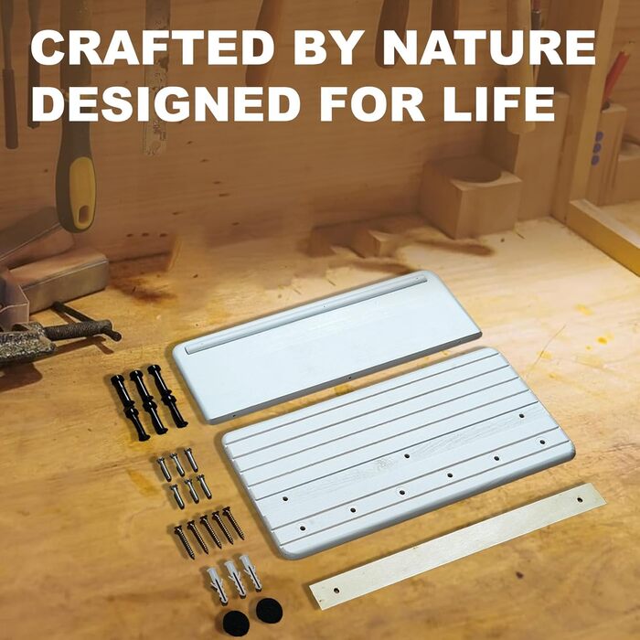 Дерев'яне ключниця з полицею та 6 гачками, ключниця на стіну для прихожого, коридору, кухні (білий)