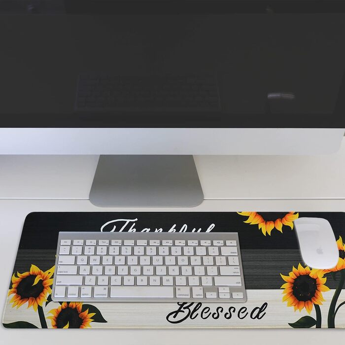 Мат для миші Sakura XL, чорний з квітковим малюнком, 80 x 30 см, аксесуар для столу