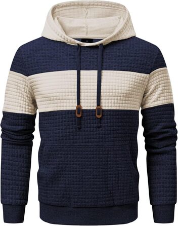 Чоловічий худі з капюшоном, довгі рукави, теплий світшот, казуальний стиль, блакитний колір, розмір XL