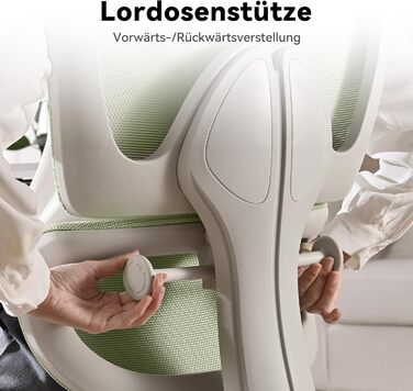 Ергономічне крісло для офісу Musso E600SE з регульованою поперековою підтримкою, 3D-підлокітниками та підголівником, з підніжкою, для жінок, захист спини, зелене