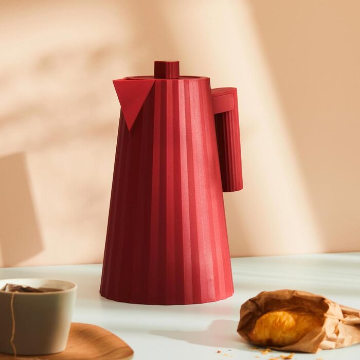 Alessi Plissé Red Electric Kettle - 1.7L, 2400W, Thermoplastic Resin, European Plug