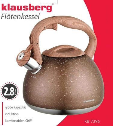 Чайник електричний Klausberg Flötenkessel 2.8L з покриттям з мармуру, коричневий KB-7369