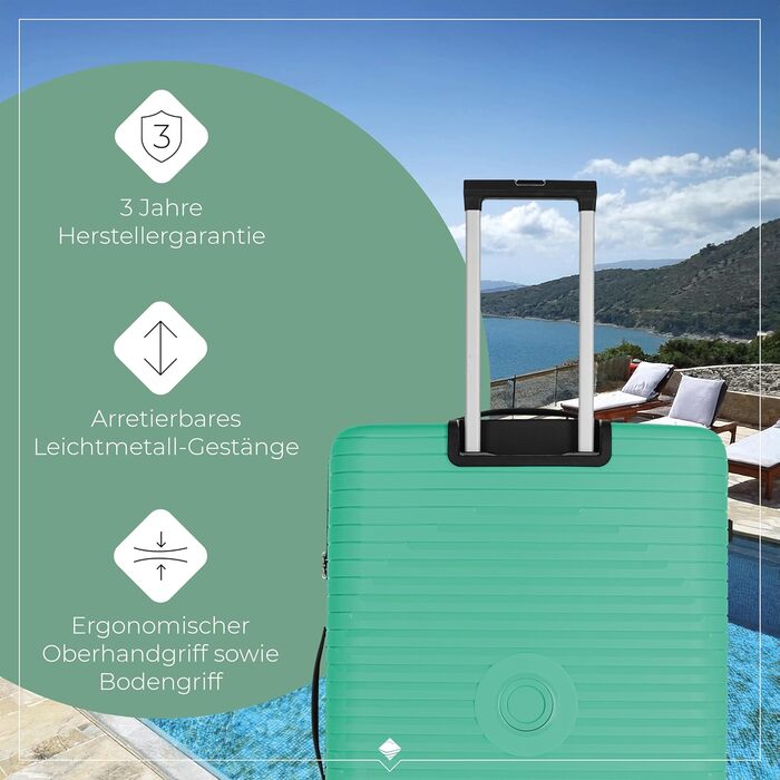 Набір валіз Travelite ORBITA 3шт (L/M/S) з TSA замком, 4 колеса, зелений