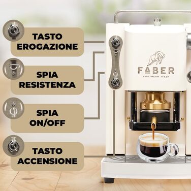 Кавова машина FABER Pro Mini Deluxe для ESE-подушечок 44 мм, хром, латунний прес, Pure White