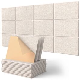 Акустичні панелі для шумоізоляції стін прямокутні, самоклеючі панелі з високою щільністю для звукопоглинання та декору, 30x40x0.9 см, 12 шт, колір верблюжий