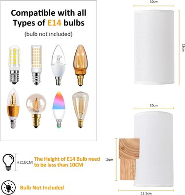 Стійка лампа Gleonlux з дерева, вінтажний стиль, E14, бохо, індустріальна для дому, 10x13.3x18 см