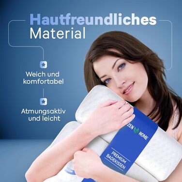 Bathtub Pillow • Ergonomic & Muscle-Relaxing Premium Bathtub Pillow • New 5D Special Foam • German Design • Climate Neutral & Sustainably Produced • Bathtub Pillow Neck Pillow Bathtub (White-3D)