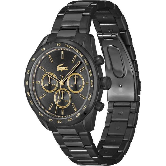 Годинник чоловічий Lacoste Boston Chronograph кварцовий з браслетом шкіряним або металевим (срібний)