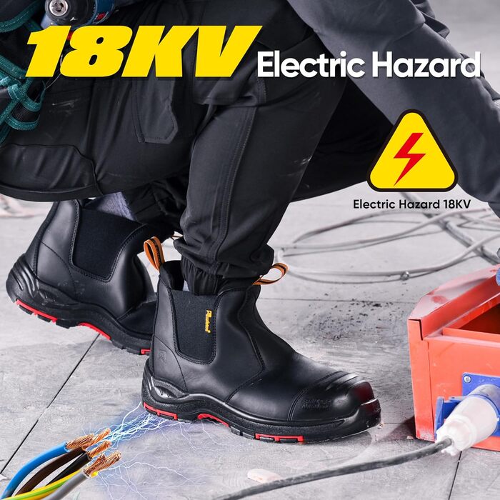 Черевики робочі S3 для чоловіків та жінок, M-8025NB, захисне взуття, шкіряні, водонепроникні, дихаючі, легкі, зручні, композитний захист пальців, антипрокольна підошва, S1P (Чорний, 38 EU)