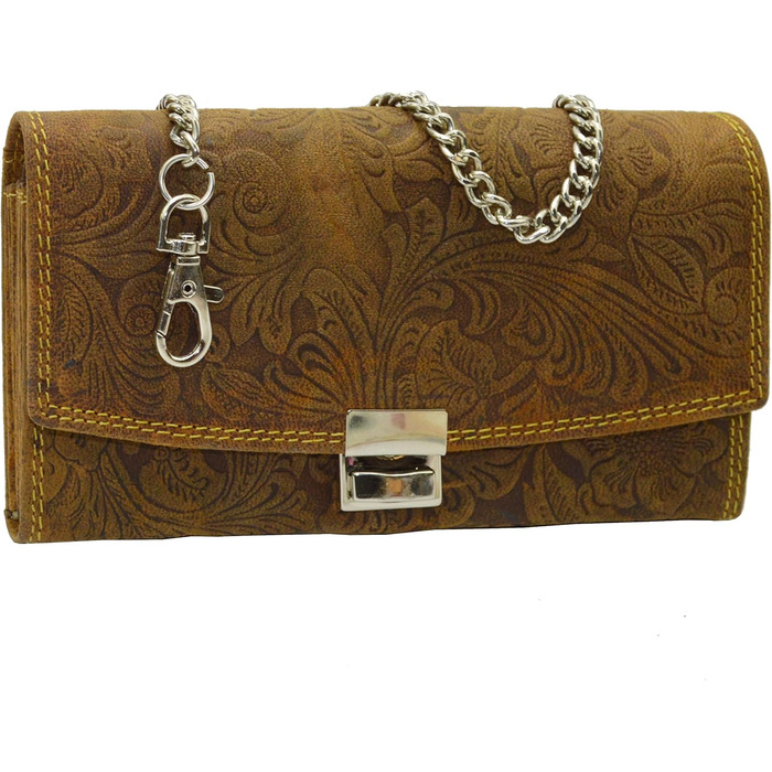 Flevado Genuine Leather Server Wallet for Women with Pattern (Light Brown)