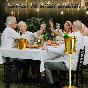 Ейскюбель: Якісний ес-кюбель з нержавіючої сталі для барів, вечірок, весіль, вина, шампанського, спиртних напоїв. Зберігає лід 3-6 годин, золотий, 3FT (91 см).