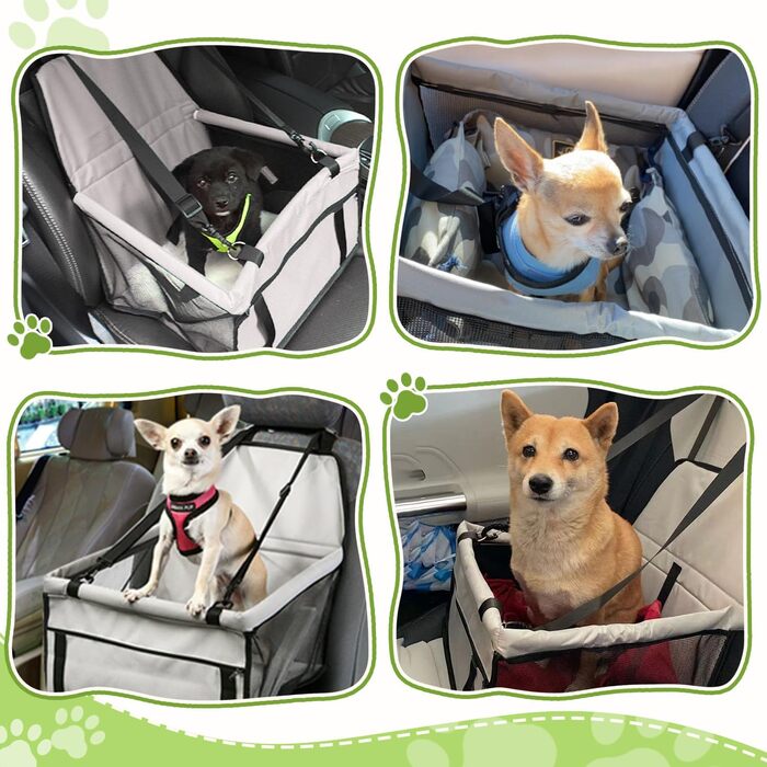 Автомобільний лежак для собак, сірий, 40x32x24 см, Oxford, дихаючий, знімний, складний