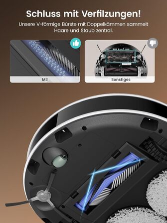 Робот-пилосос LEFANT M320 3-в-1 з функцією миття, 6000Pa, навігація, 800мл, 240хв, Wi-Fi, для тварин, килимів