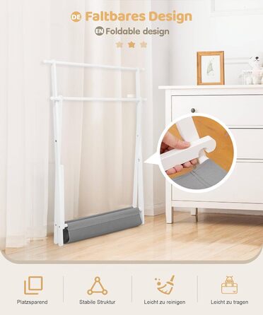 Дитяча вішалка для одягу Yorbay з бамбука, подвійна регульована штанга, полиці для зберігання, біла