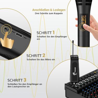 TONOR TW320: Бездротовий мікрофон-ручка, динамічний, для караоке, PA, конференцій, сірих кольорів