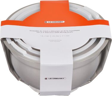 Le Creuset набір із 3 мисок для змішування з нержавіючої сталі з кришками