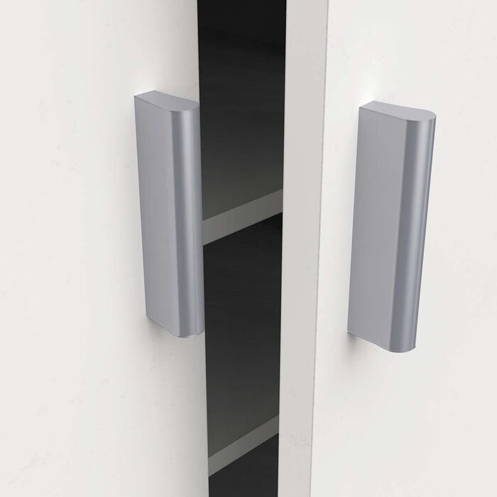 Multifunctional wardrobe with two doors, six shelves, white color, dimensions 55 x 108 x 36 cm