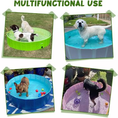 Foldable Dog Pool for Dogs, Dog Cushion Pool, Portable, for Dog Bath, Plastic, Large, Hard, Children's Pool (100 x 30 cm) (Large(120×30cm), Green)