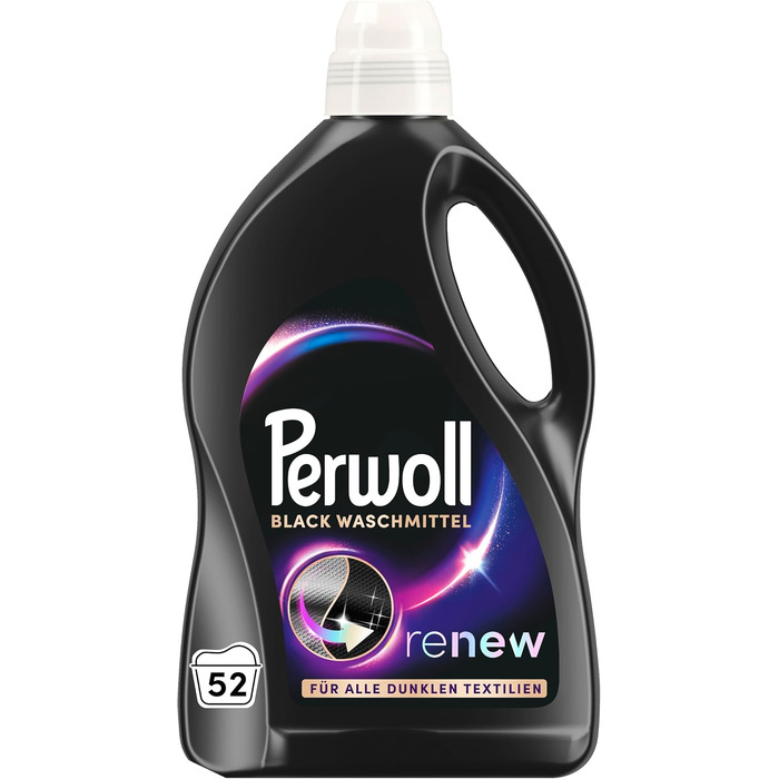 Рідкий засіб для прання Perwoll Renew Schwarz для темних кольорів, 2x52 прання, відновлення кольору та захист волокон тканини