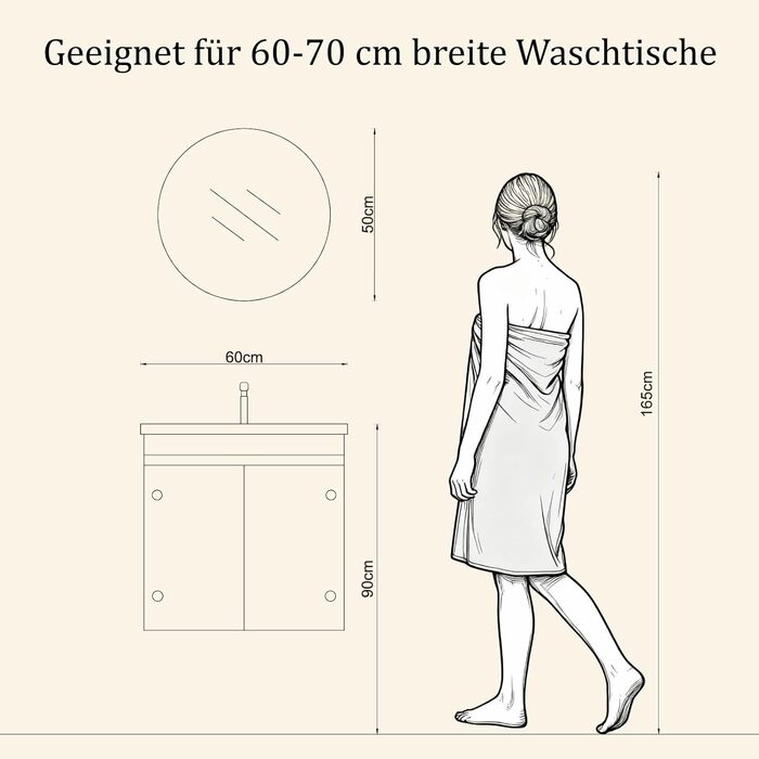 Дзеркало для ванної кімнати з підсвічуванням LED, антизапар, сенсорне управління, регулювання яскравості, 3 кольори світла, функція пам'яті, захист від вибуху, кругле дзеркало 50 см