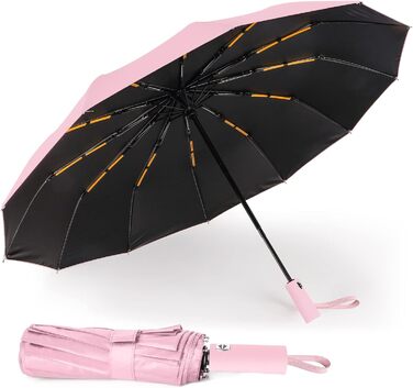 Зонт LAMA: Стійкий до вітру, автоматичний, 105 см, 12 спиць, нейлон, анти-UV, рожевий