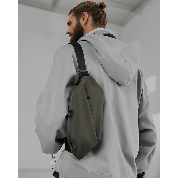 Поясна сумка через плече для чоловіків та жінок, велика, з PU шкіри, водонепроникна, для спорту, подорожей, бігу, піших прогулянок, захист від крадіжки, стильна, темно-зелена (золотий, коричневий)