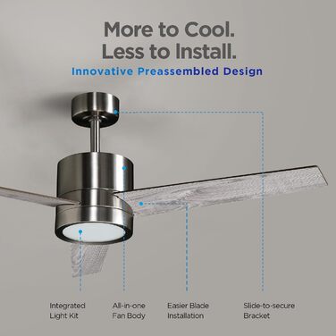 Стеляний вентилятор з підсвіткою для спальні: 132 см, тихий вентилятор з дистанційним керуванням, ідеально підходить для вітальні, горіх, 6 швидкостей та триколірне регулювання яскравості – 220-240V (3 - Сірий)