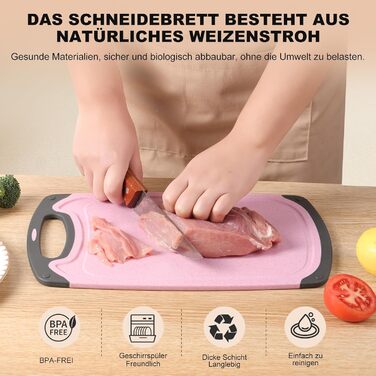 Набір дерев'яних обробних дощок з пшеничного соломи (3 шт.) - безпечні, легкі, з антиковзким покриттям, для кухні