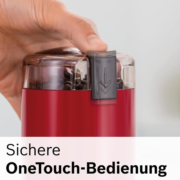 Кавомолка Bosch TSM6A013B, 75 г, червона, для однокавових машин