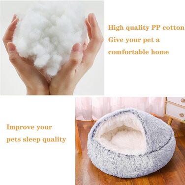 Comforting Cat Bed, Small Dog Bed, Warm Cozy Soft Plush Winter Bed for Cat Caves, Non-Slip Bottom, Machine Washable, Sofa Bed for Puppies/Small to Medium Cats
