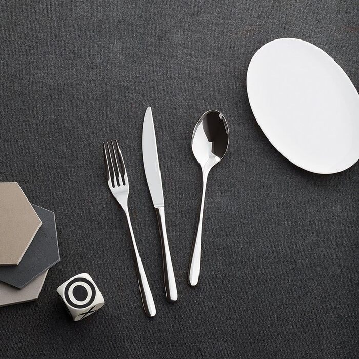 Sambonet 52553-81 Taste - 18/10 Stainless Steel Monoblock Dinnerware Set for 6 People, 24-Piece: 6 Forks, 6 Spoons, 6 Knives, 6 Teaspoons, Dishwasher Safe, Grey
