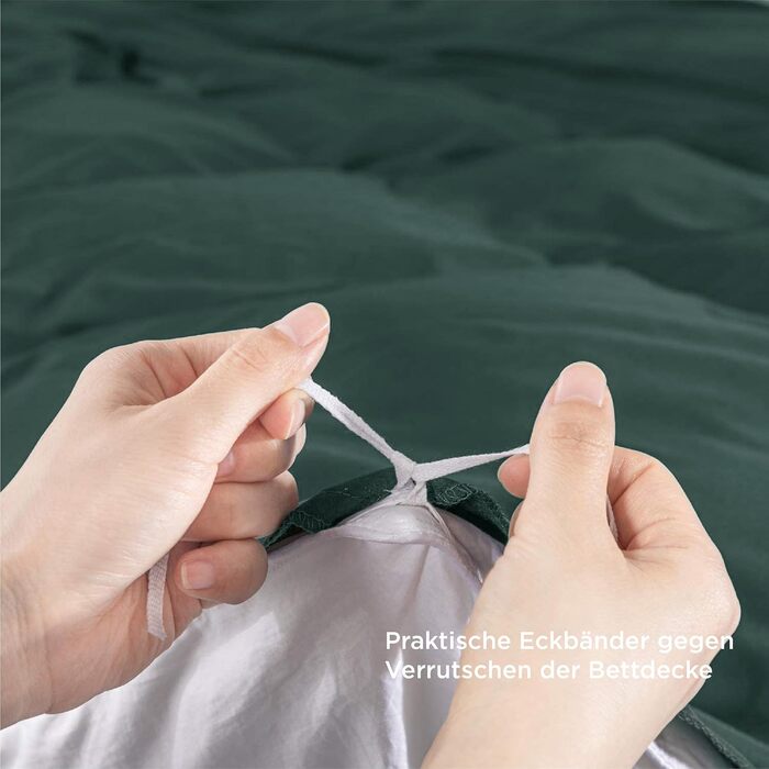 BEDSURE Комплект постільної білизни 135x200 4-х частинний, зелений, мікрофібра, поліестер, з блискавкою, ÖKO-TEX сертифікат