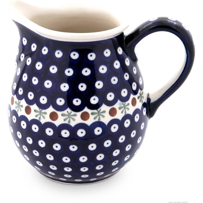 Bunzlauer Ceramics 1.45 Liter Ceramic Pitcher/Jug/Carafe – rounded shape, classic design, hand-painted, stoneware (Decoration 41)