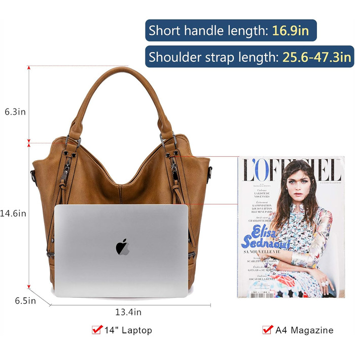 Жіноча сумка-шопер Reaer 2 в 1: сумка через плече та гаманець для офісу, навчання, подорожей (світло-коричнева)