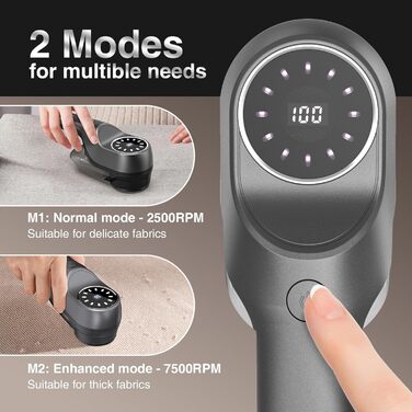 Електрична машинка для видалення катишків, портативна USB, з LED-дисплеєм, 2 швидкості, для одягу, килимів, светрів, диванів