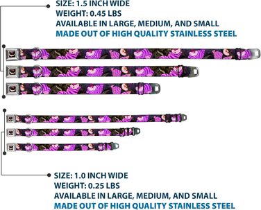 Нашийник для собак Buckle-Down з пряжкою - Cheshire Cat Tree Poses, ширина 2.5 см, розміри M (11-17 см), L (15-26 см)