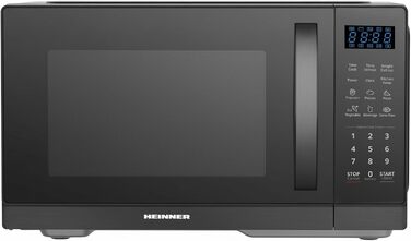 Мікрохвильова піч HMW-MD25DMRBK, 25 л, 800 Вт, чорний колір, 5 рівнів потужності, таймер, функція розморожування, поворотний піднос 28,5 см, 3 роки гарантії