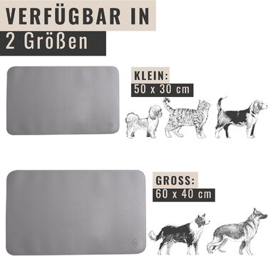 Підкладка під миску для котів та маленьких собак ne&no® - неслизька, водовідштовхувальна, з веганської шкіри (60 x 40 см, cool grey)
