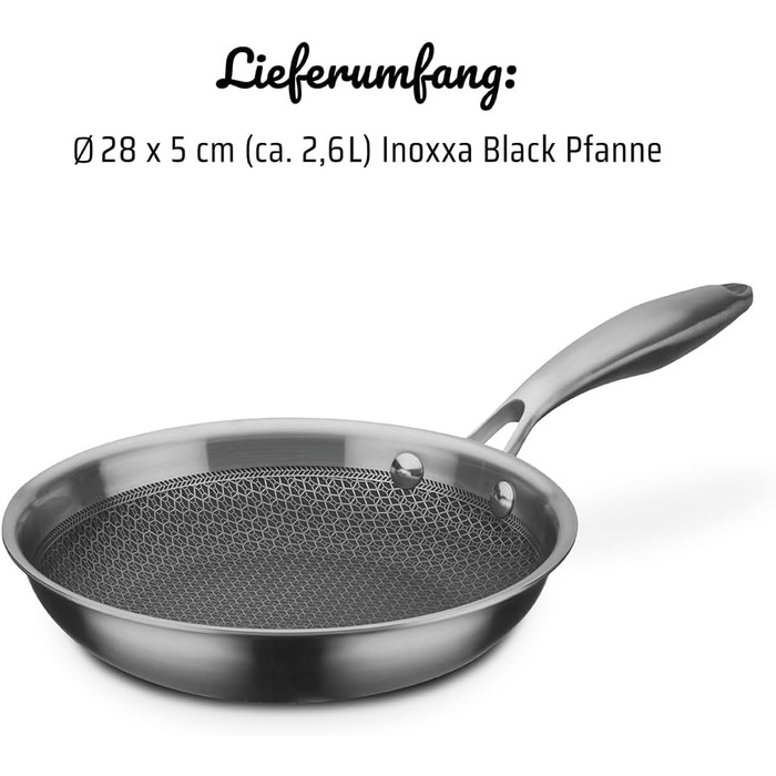 Сковорода Bratpfanne Inoxxa Black ⌀28 см з антипригарним покриттям та стільниковою структурою