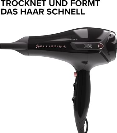Фен Bellissima S9 2200W з функцією моделювання: 8 режимів, прецизійна насадка, холодний струмінь